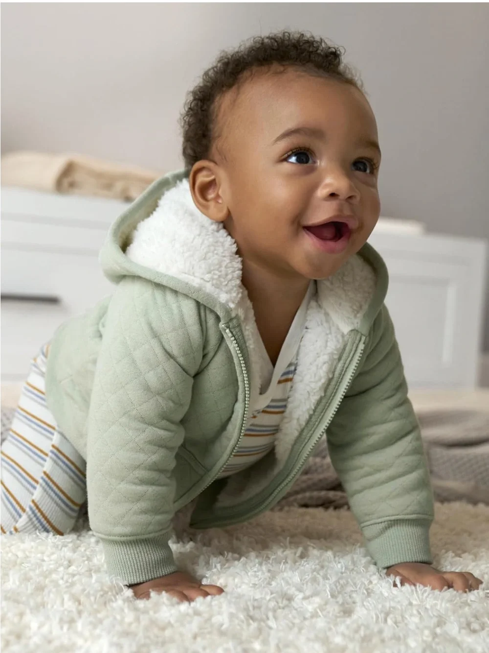 Simple Joys by Carter's Baby Hooded Sweater Jacket with Sherpa Lining 3-6Mos